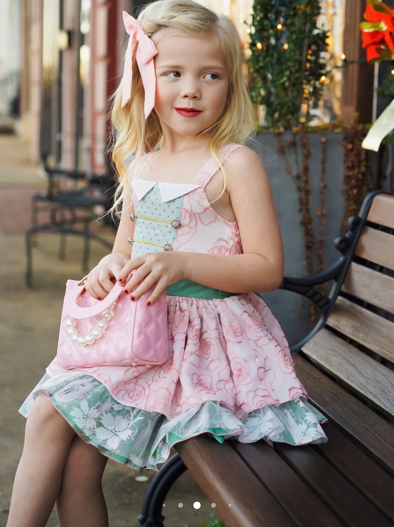 🌸 Begirl Rosette Lace Holiday Dress