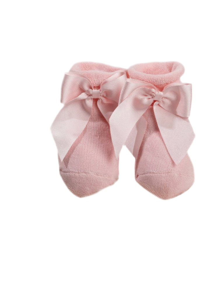 Meia Peta Pink Girls Infant Bow Socks