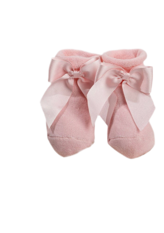 Meia Peta Pink Girls Infant Bow Socks