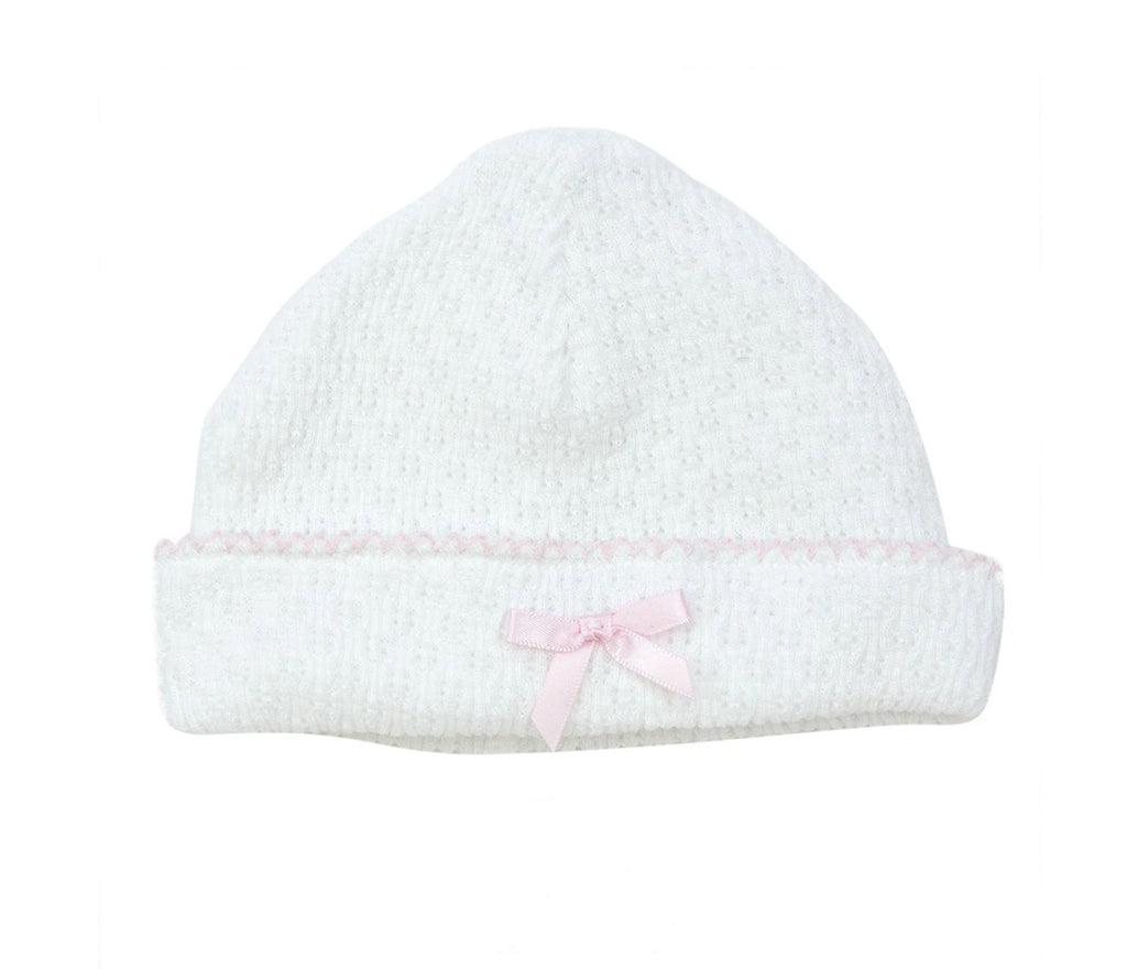 Classic Knit Baby Hats with Satin Bow