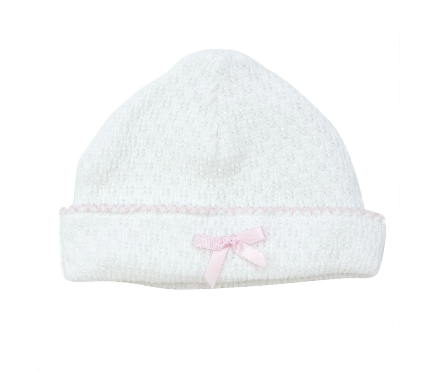 Classic Knit Baby Hats with Satin Bow