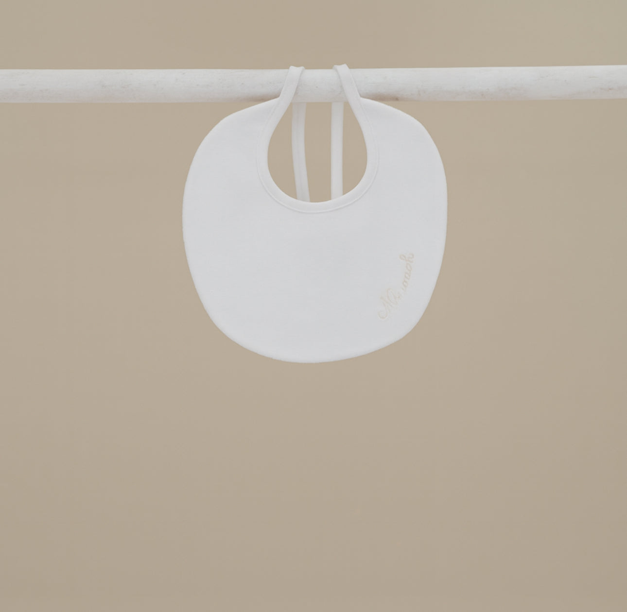 Ninnoah Off White Velour Baby Bib with Embroidery