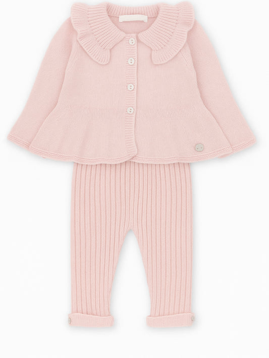 Martin Armando Girls Ruffled  Knit Set – Pink