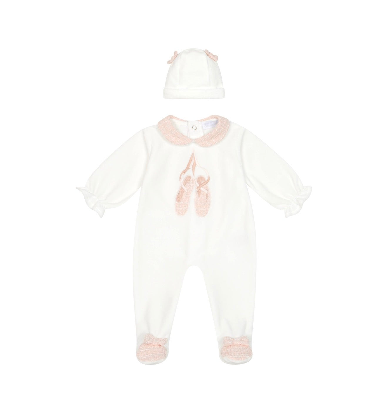 Deolinda Blush Ballet Footie & Hat Set