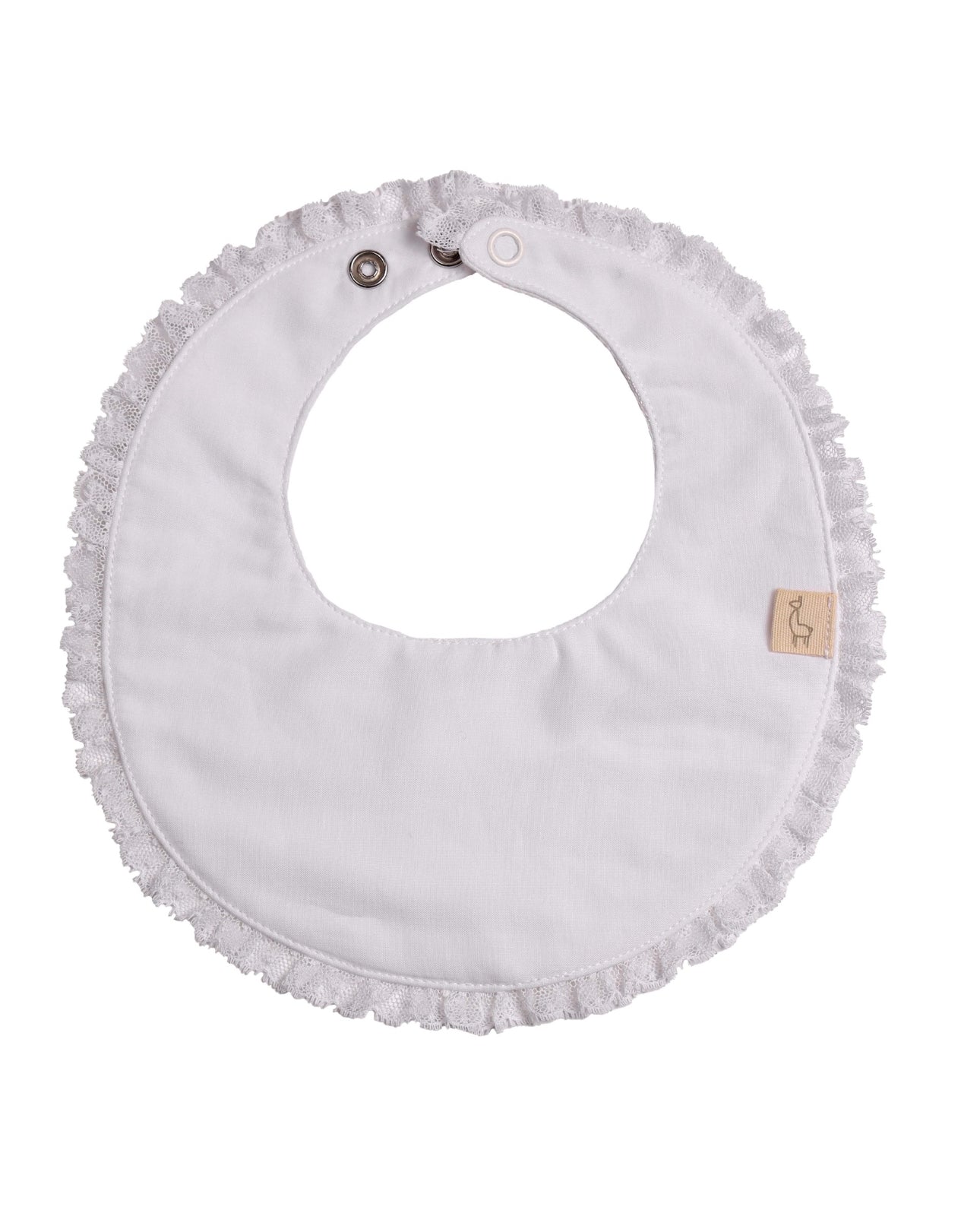 CLASSIC BABY BIB WITH LACE DETAIL-WHITE