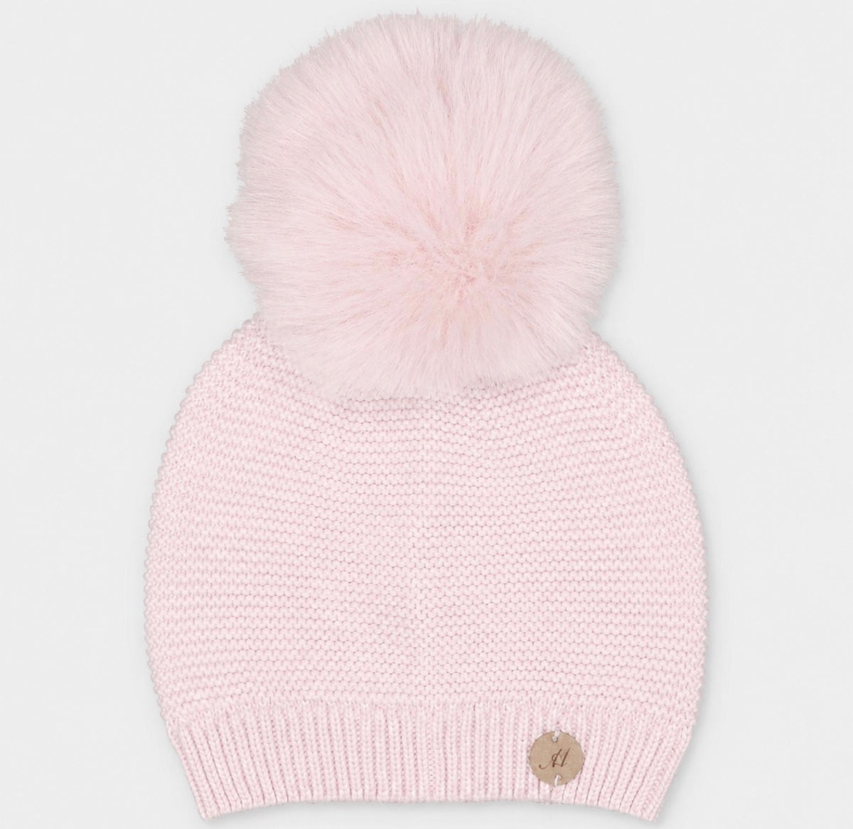 Martin Aranda Baby Pink Real Fur Pom-Pom Knit Hat