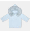 Martin Armando Baby Blue  Faux-Fur Hooded Knit Coat