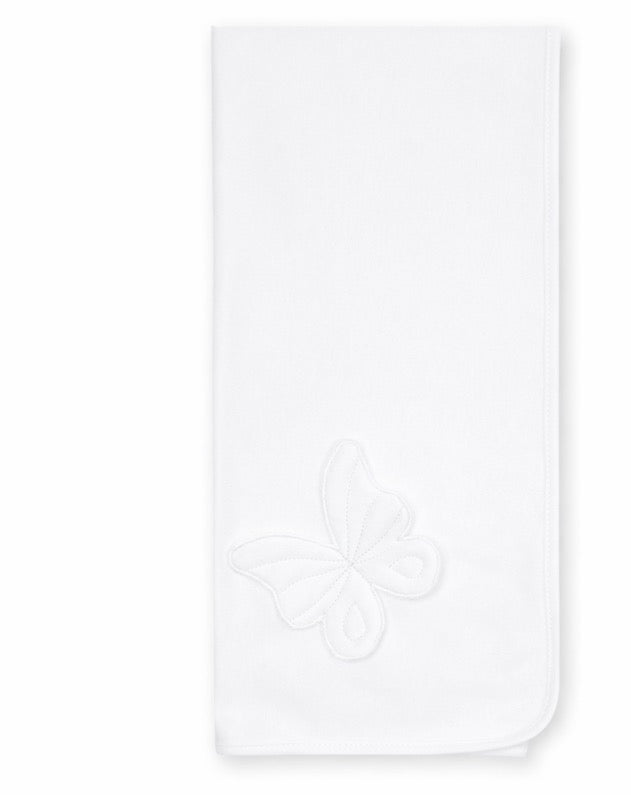 Baby Gi Pink Butterfly Receiving Blanket-White
