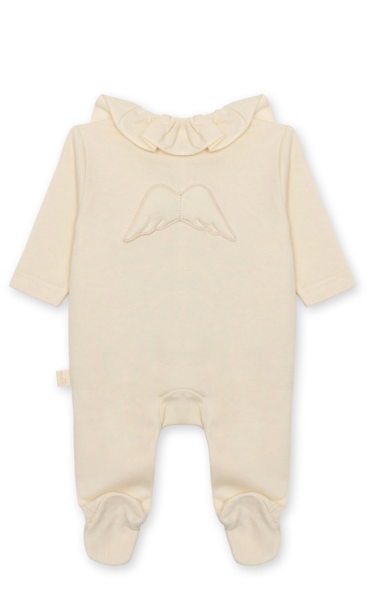 Baby Gi Girls’ Angel Wings Cotton Footie — Soft Ivory