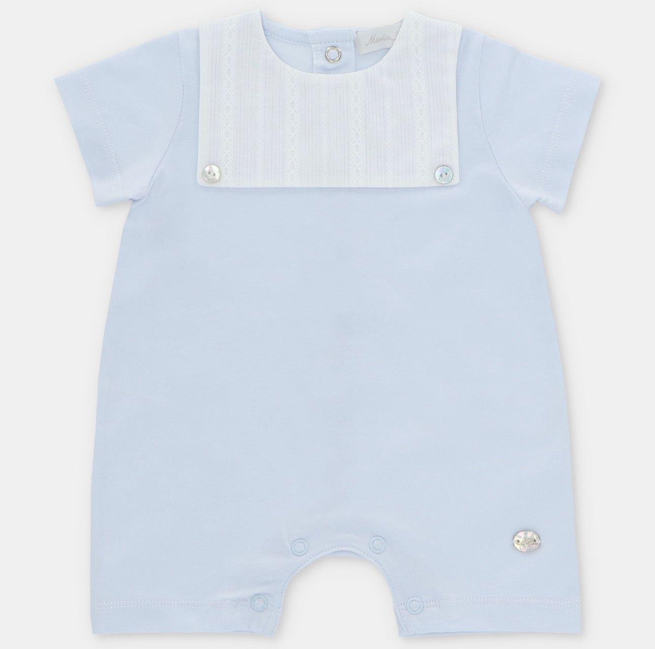 Pastel Blue Interlock Cotton Baby Romper – Cloud Collection