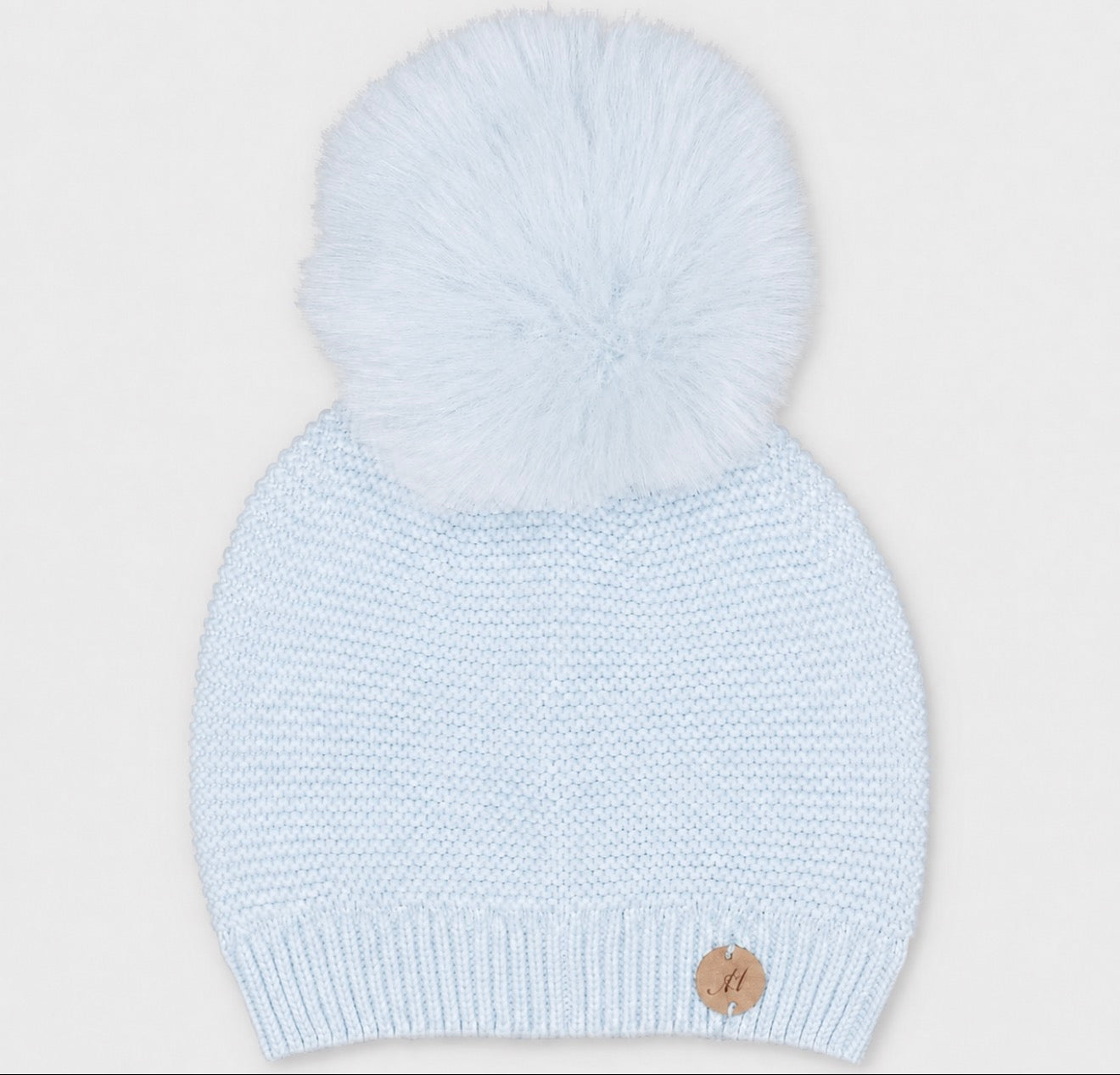 Martin Aranda Baby Blue  Real Fur Pom-Pom Knit Hat
