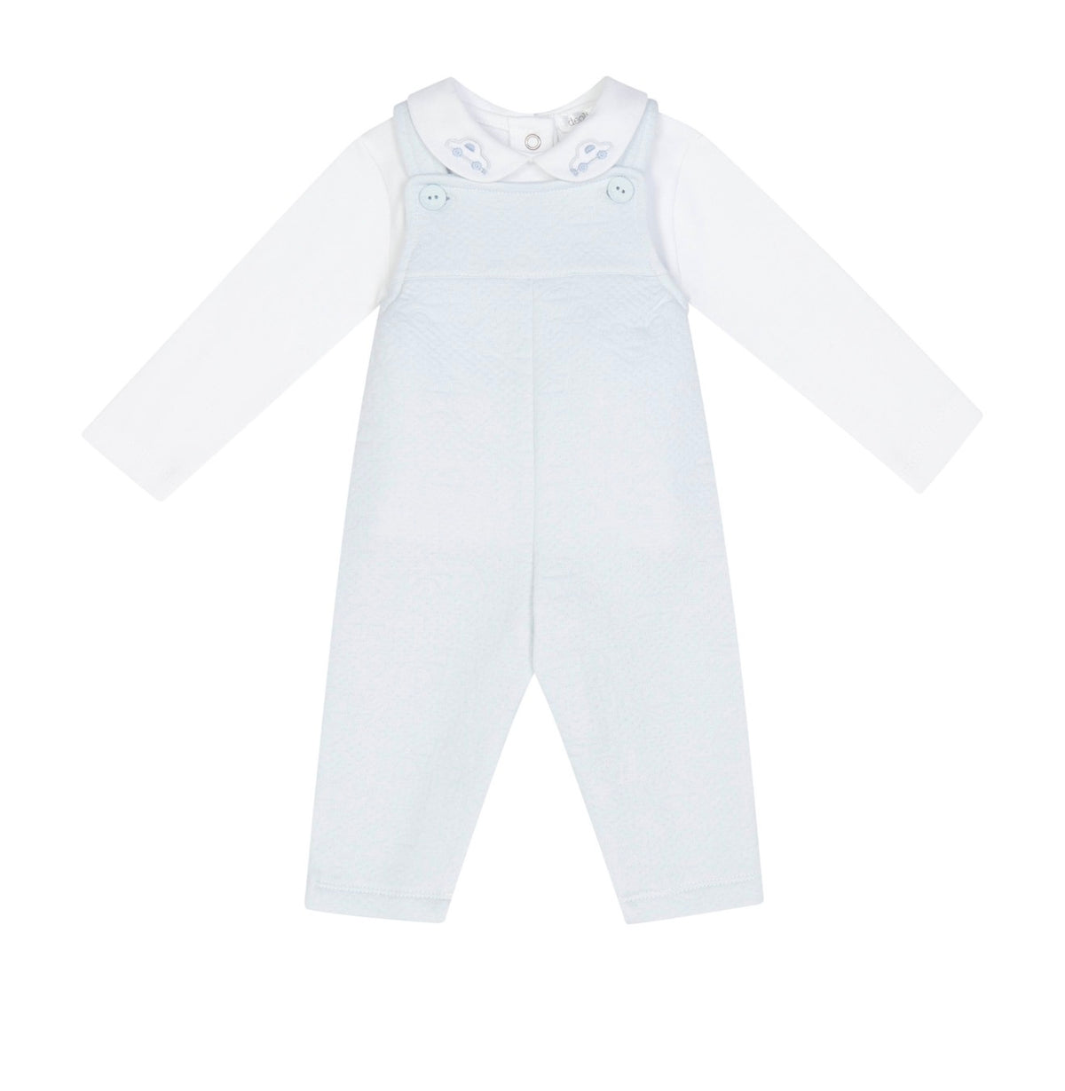 Deolinda Matt Baby Blue Overall & Car Collar Shirt Set