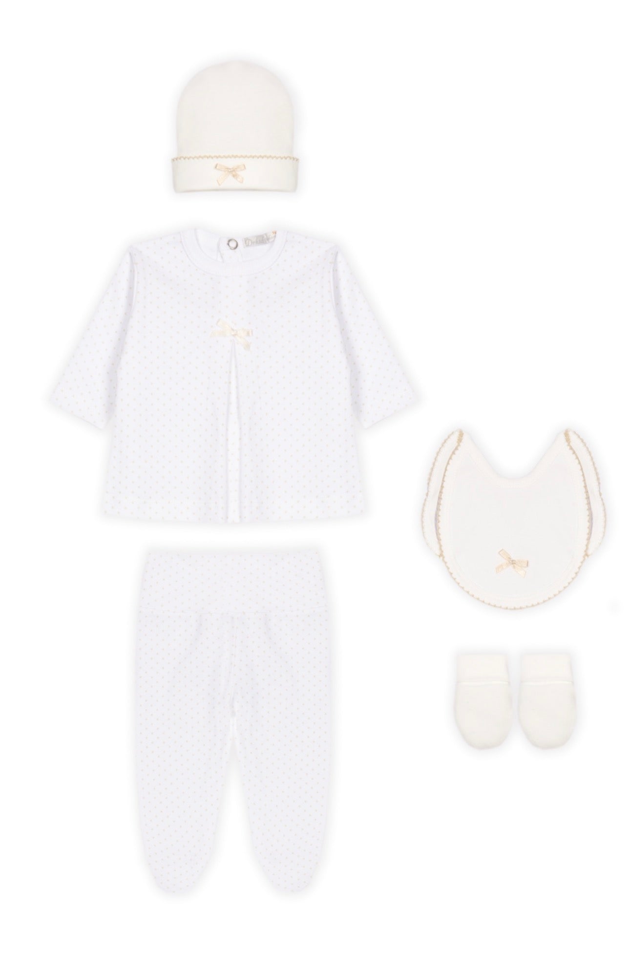 Doctor Kid  Beige Polka Dot 5-Piece Layette Set-