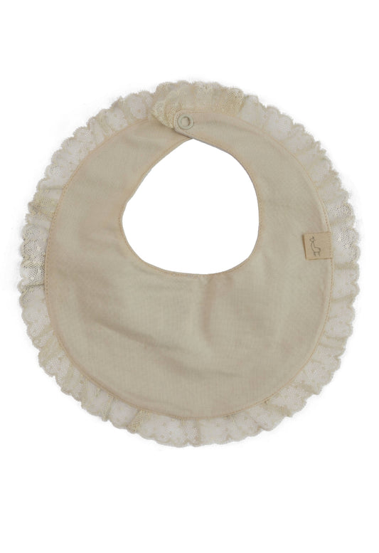 CLASSIC BABY BIB WITH LACE DETAIL-IVORY