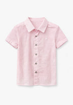 Blush Linen Button-Up Shirt for Boys | Lightweight Summer Classic