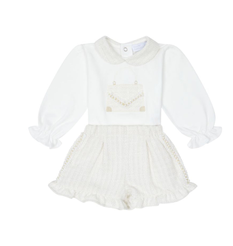 Deolinda Classic Pearl-Detail Short Set