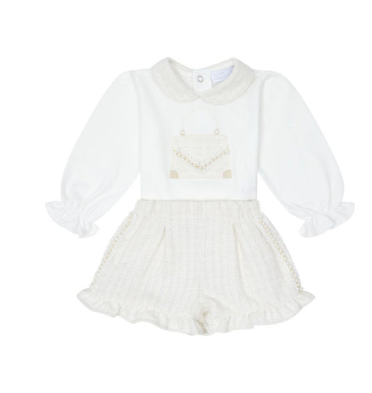 Deolinda Classic Pearl-Detail Short Set