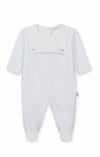 Baby Gi Classic Scalloped Footed Romper-White Velour