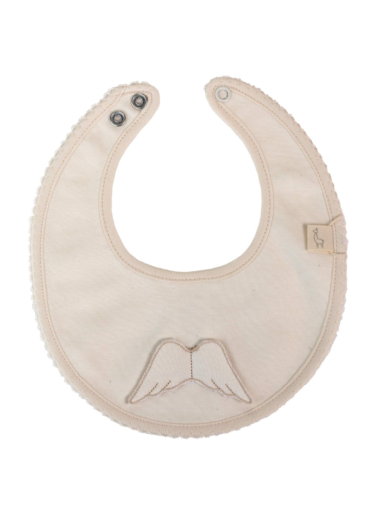 Heavenly Softness: Baby Gi Interlock Cotton Bibs with Angel Wing Detailing-Ivory