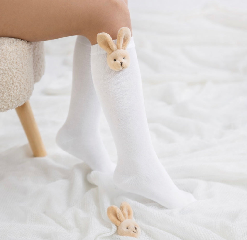 Meia Pata Kneesocks With Plush Rabbit-White