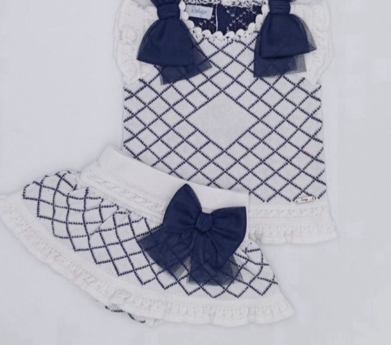 Rahigo Navy Bow Knit Set | Elegant Matching Sister Brother Collection
