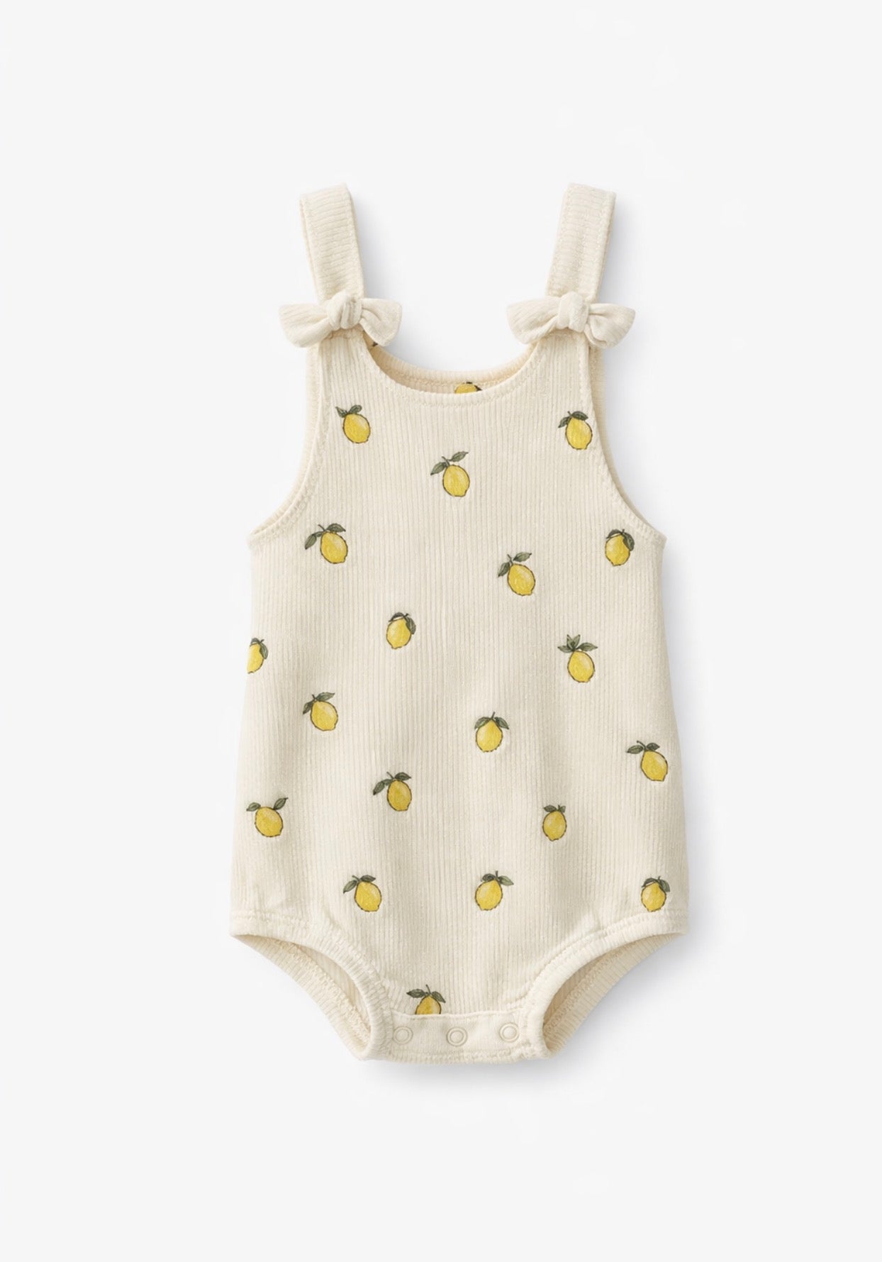 Up Baby Lemon Print Ribbed Romper Organic Cotton Baby Outfit