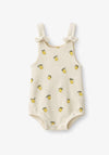 Up Baby Lemon Print Ribbed Romper Organic Cotton Baby Outfit