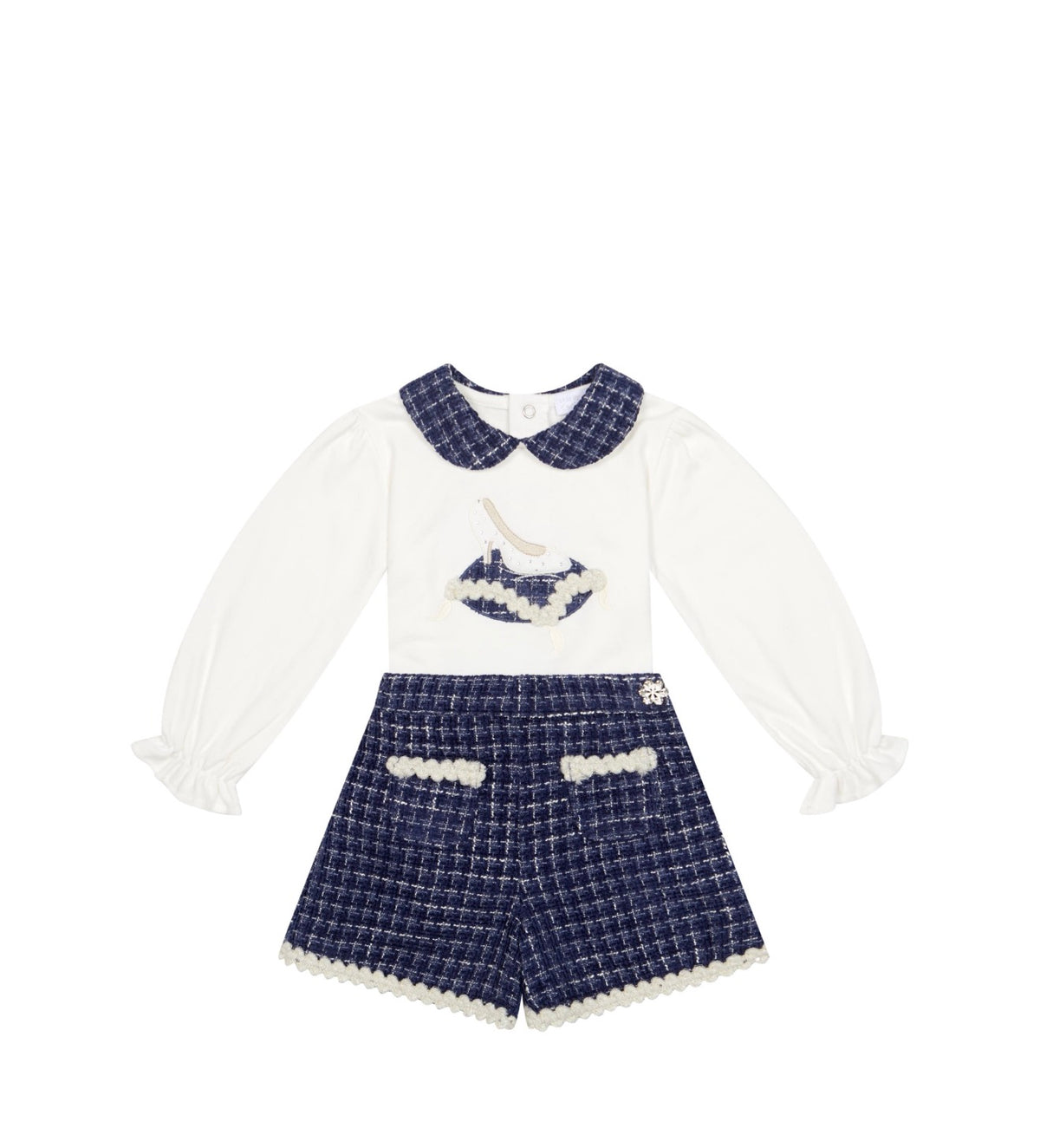 Linda Navy & Ivory Tweed Shorts Set