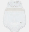 Classic Ivory Cotton Baby Bubble Romper with Smocked Chest