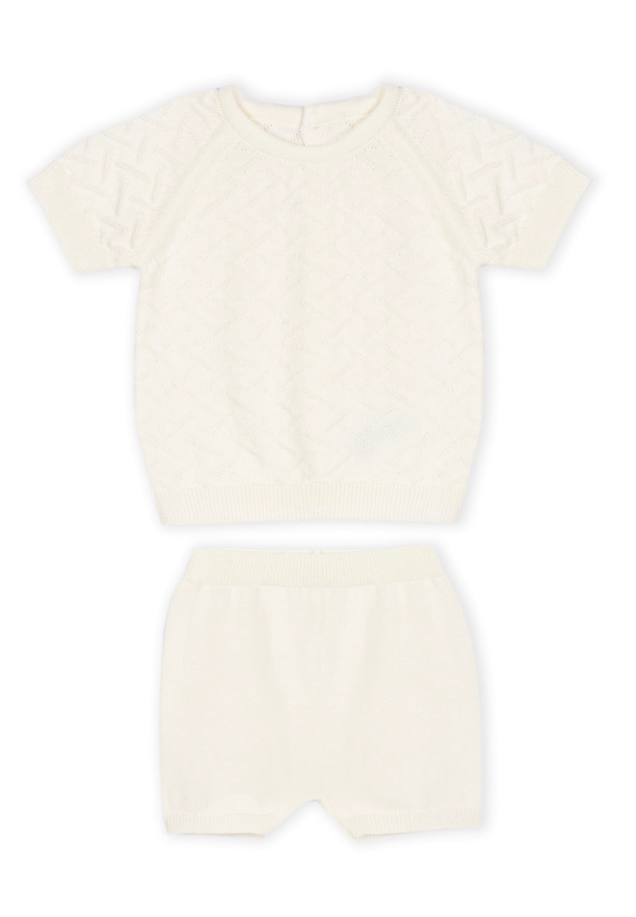 Ecru Knit Two-Piece Set – Sweater Top & Shorts