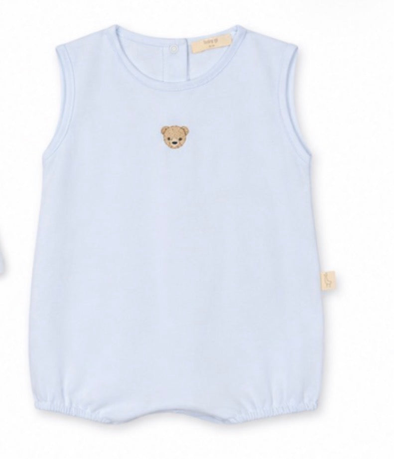 Baby Blue Teddy Bear Bubble Romper 🧸