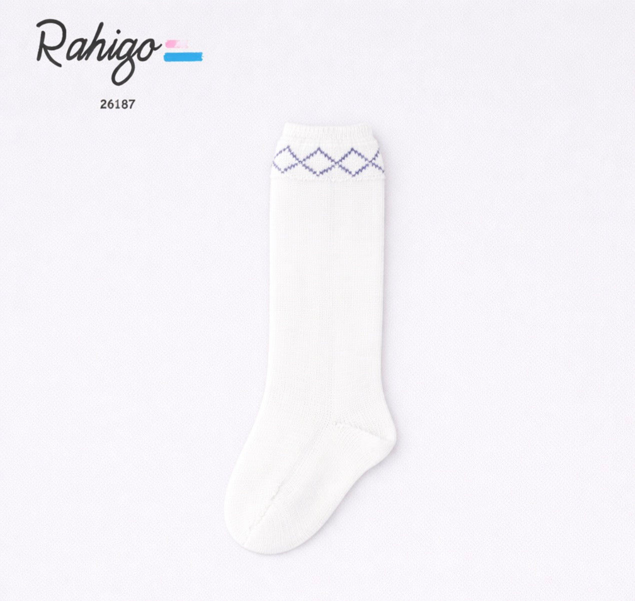 Rahigo Ivory Knee-High Socks with Navy Detail – Classic Spanish Baby Socks