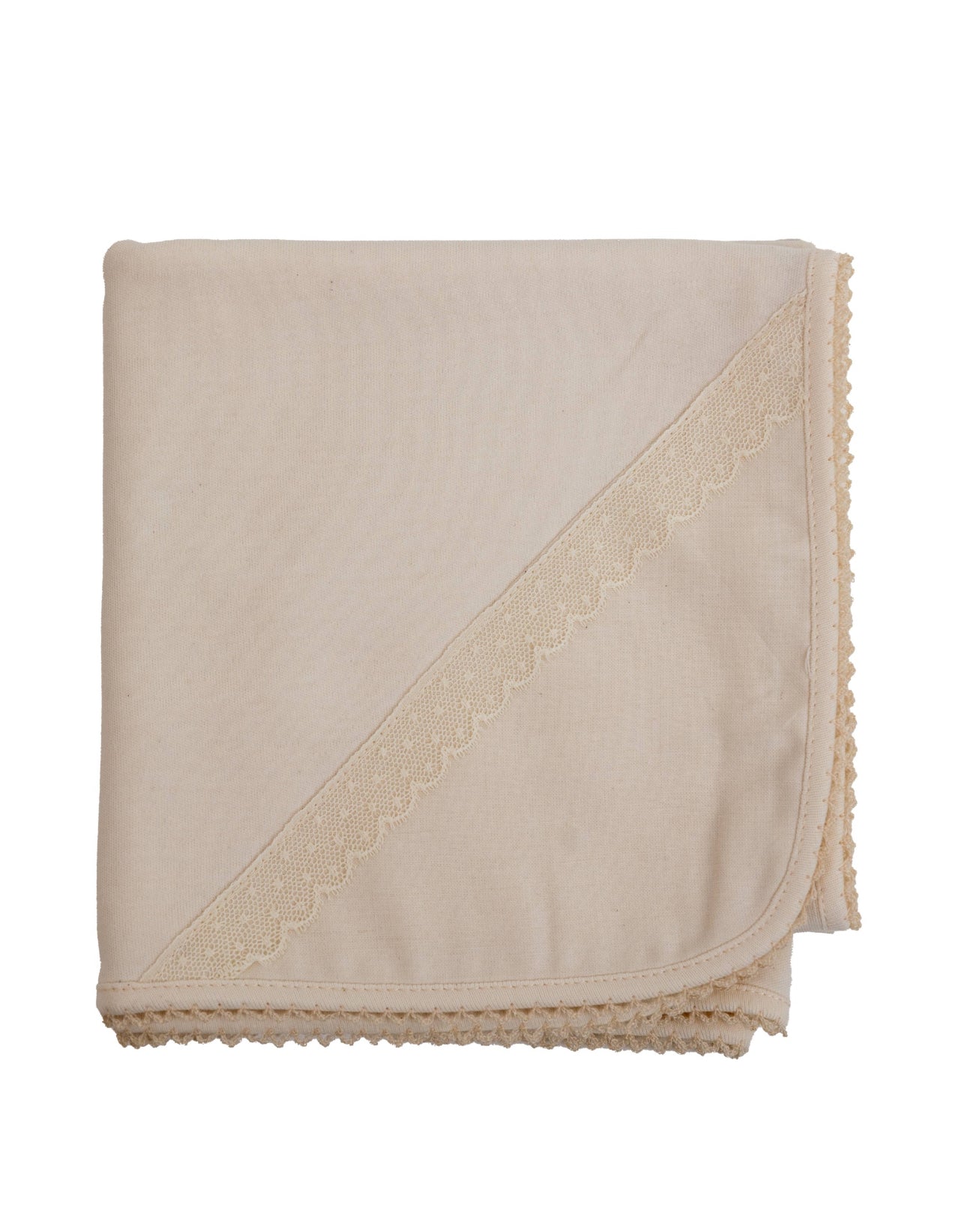 Baby Gi Lace Detail Receiving Blanket -Ivory