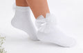 Mia Pada Pure White Tulle Pleated Bow Ankle Socks