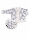 Rahigo Navy Diamond Knit Cardigan & Bloomer Set (3-Piece)