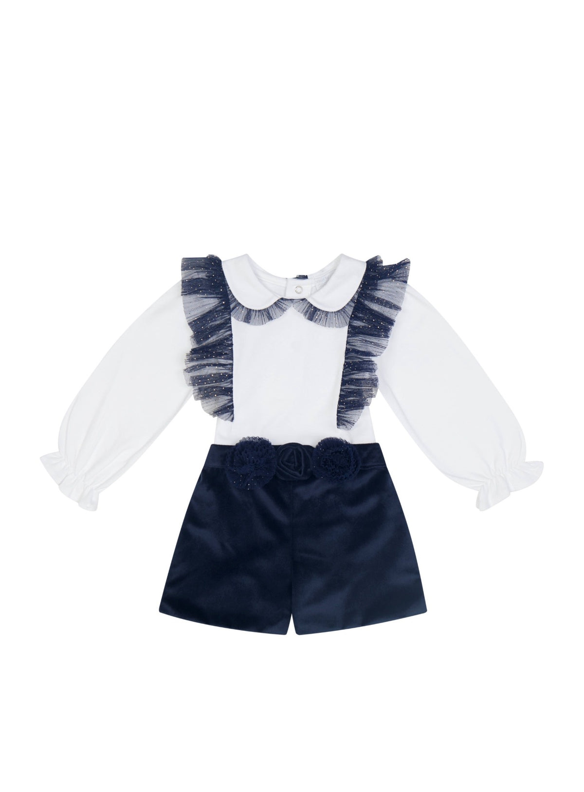 Deolinda Midnight Navy Tulle Ruffle Short Set