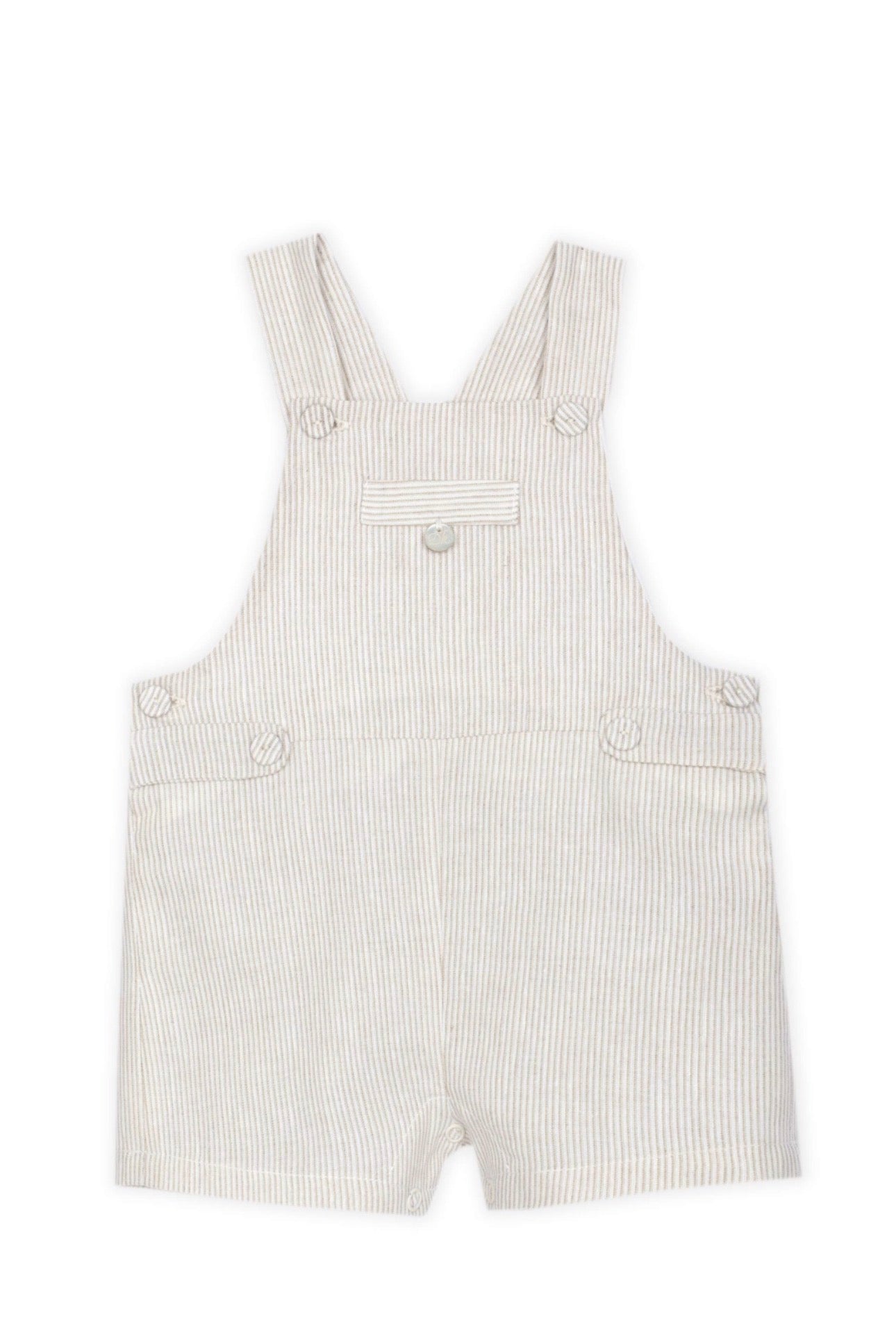 Beige Stripe Baby Overall Short