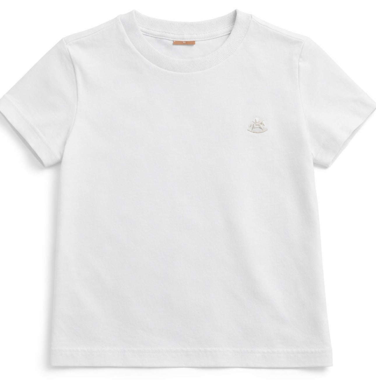 Classic White Pima Cotton Tee | Embroidered Crest Detail