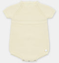 Baby Yellow Cotton Knit Romper – Classic Short Sleeve Infant Bubble | Soft Knit Baby Outfit