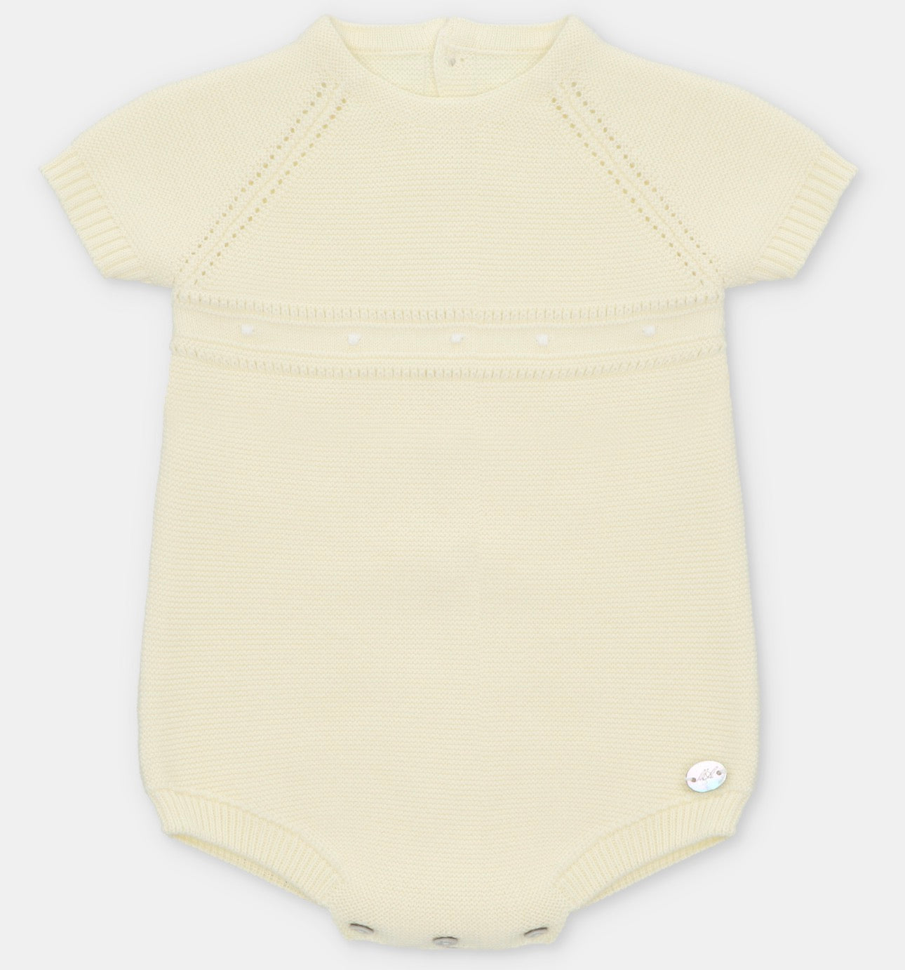 Baby Yellow Cotton Knit Romper – Classic Short Sleeve Infant Bubble | Soft Knit Baby Outfit