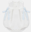 Pastel Blue Ribbon Bubble Romper – Classic Baby Boy Cotton Romper