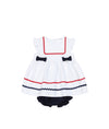 Americana Ric Rac Dress & Bloomers Baby Girls Americana Ric Rac Dress with Bloomers | Red White & Navy Boutique DressProduct Description:A timeless little statement for summer celebrations, our Americana Ric Rac Dress & Bloome