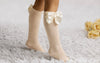 Champagne  Satin Bow Knee-High Socks