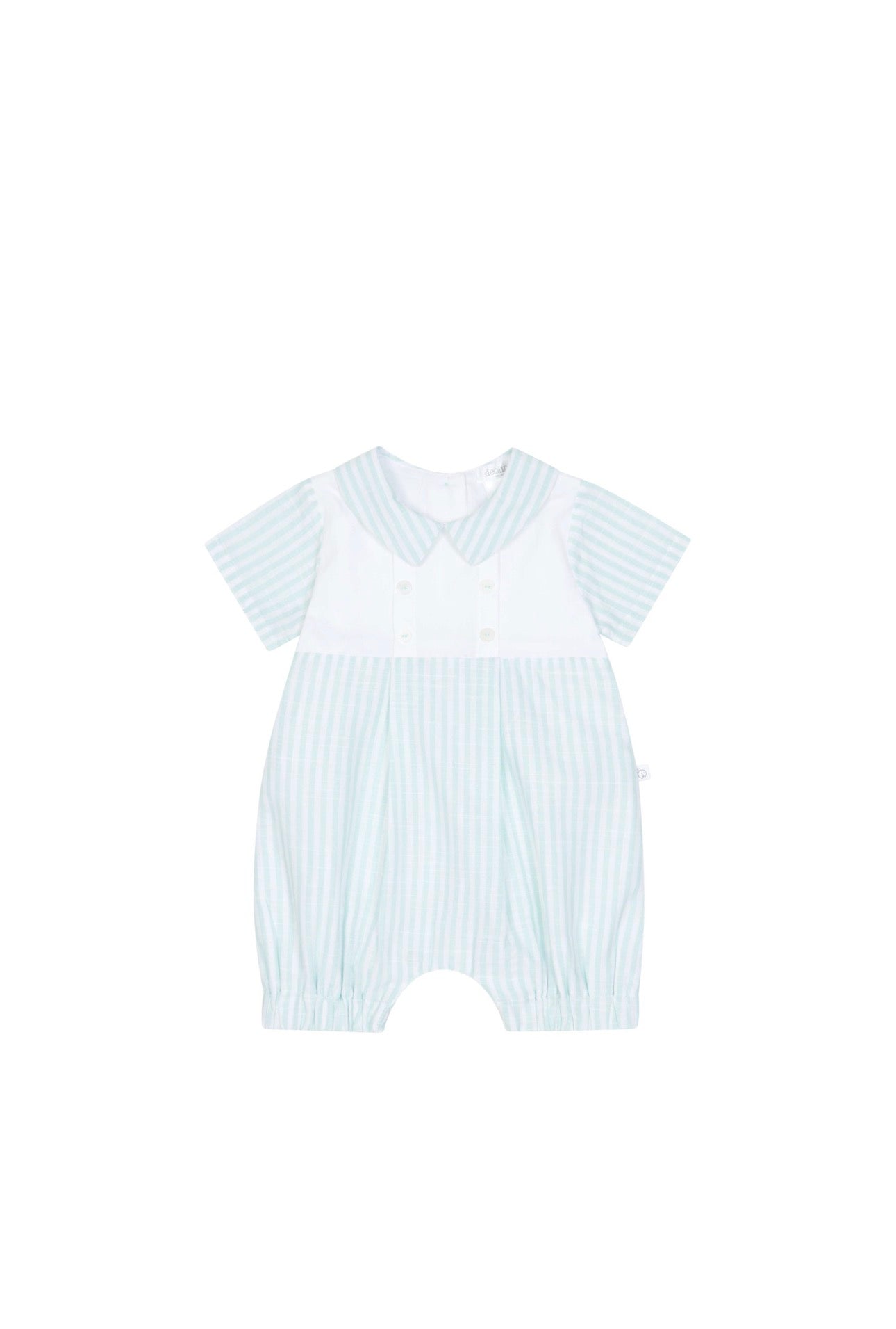 Mint Stripe Classic Baby Romper | Timeless Boys Summer Outfit