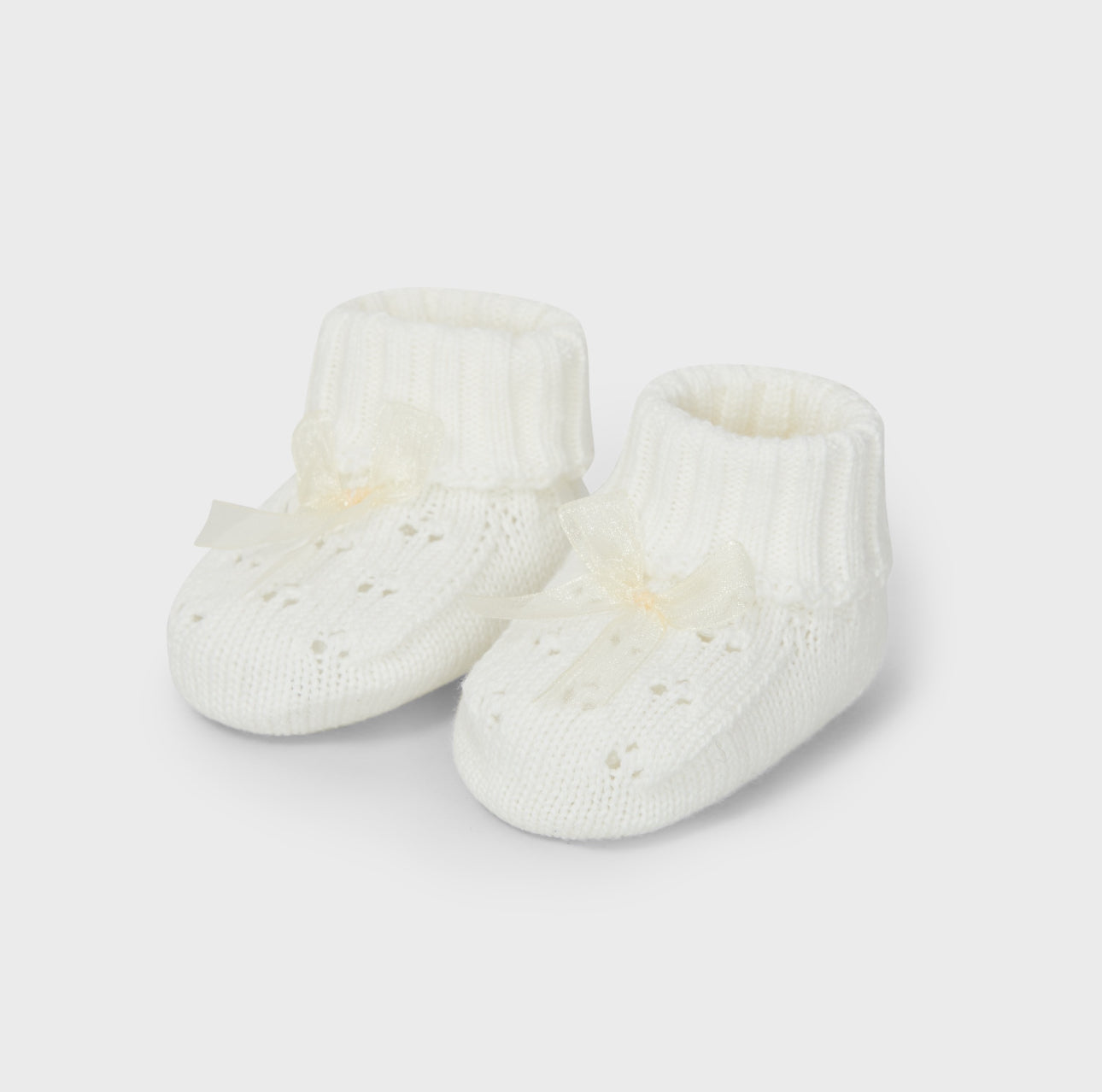 Delicate Knit Baby Booties – Ecru