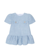 Powder Blue Tweed Dress with Jewel Buttons