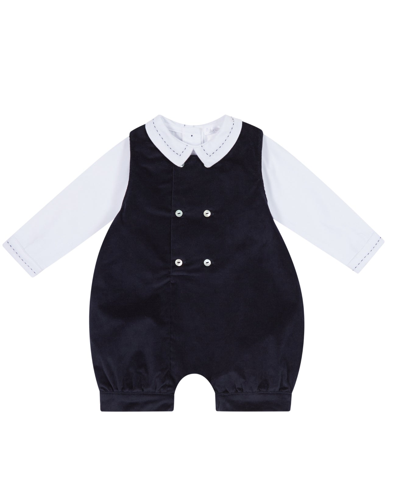 AW24 Deolinda - Navy Velour Dungaree and Shirt Set