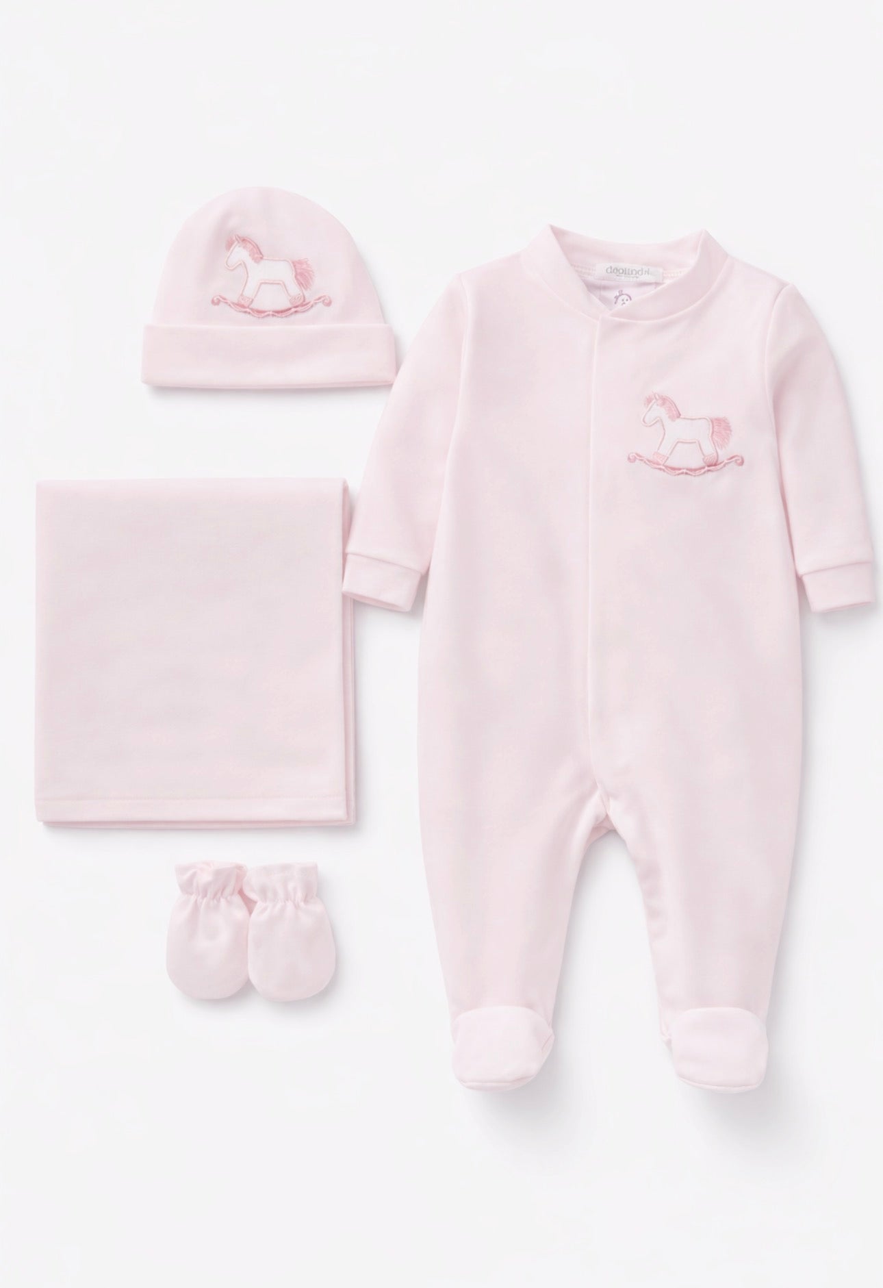Pink Rocking Horse Baby Layette Luxury Newborn Gift Set