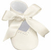 Ivory  Italian Nappa Leather Baby Booties with Satin Ribbon Bow