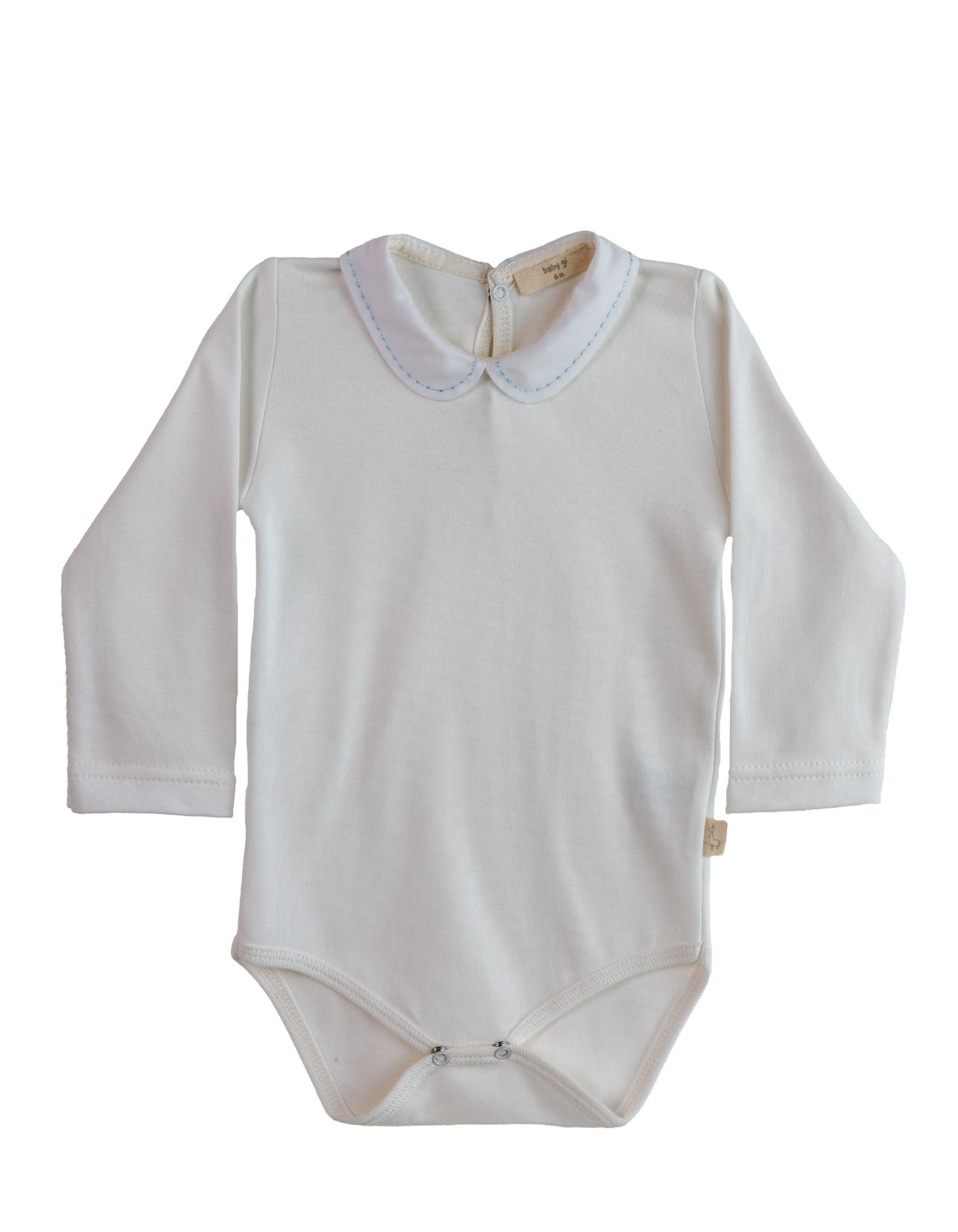 Baby Boys White collar onesie w/Blue stitching